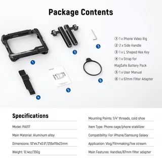 Neewer PA017 Telefon Kafesi &amp; 67mm Filtre adaptörlü