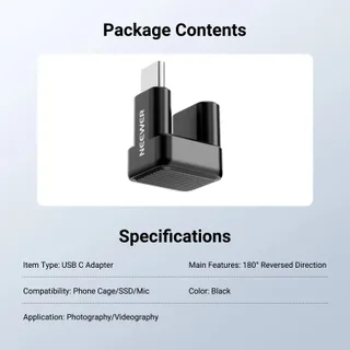Neewer PS017 180° U-Tipi USB-C Adaptör (40Gbps &amp; 240W &amp; 8K)