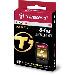 Transcend 64 GB SDXC Class 10 UHS-I U3X Card, 633x, 95mb/s