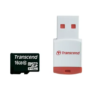 Transcend 16 GB microSDHC Class 10 Card, 30mb/s + Okuyucu