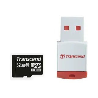 Transcend 32 GB microSDHC Class 10 Card, 30mb/s + Okuyucu