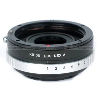 Kipon EOS-NEX A Diyafram Kontrollü Canon Lensi Sony NEX E-Mount Gövdelere takmak için.
