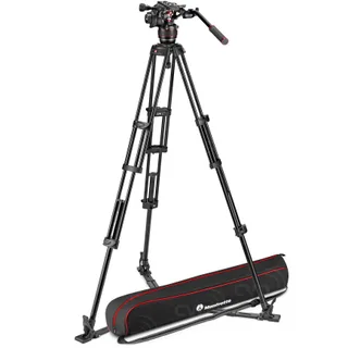 Manfrotto MVK608TWINGA 608 Nitrotech Fluid Video Head and Aluminum Twin Leg Tripod with Ground Spreader