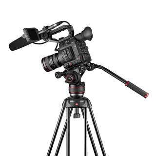 Manfrotto MVK608TWINGA 608 Nitrotech Fluid Video Head and Aluminum Twin Leg Tripod with Ground Spreader