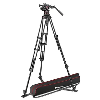 Manfrotto MVK612TWINGA 612 Nitrotech Fluid Video Head and Aluminum Twin Leg Tripod with Ground Spreader