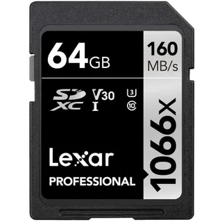 Lexar 64 GB SDXC U3 V30 UHS-I C10 Kart 1066x 160 mb/s