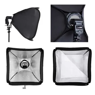 Fotga Kafa Flaşı için 40x40 Katlanabilir Softbox + Flaş Tutucu