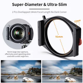 K&amp;F Concept X PRO Square Filter Holder System (95mm CPL + Square ND8/64/1000 + 4 Adapter Rings)