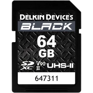 Delkin Devices 64GB BLACK UHS-II V90 SDXC Memory Card 300 mb/s