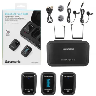 Saramonic Blink500 ProX B2R Kayıtçılı Kablosuz İkili Yaka Mikrofonu