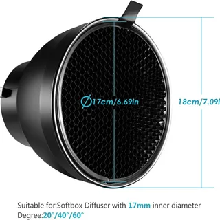 NEEWER 7 İnç Reflektör ve 20°/40°/60° Petek Izgara Seti