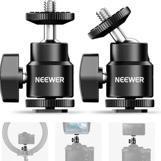 NEEWER ST17 1/4'' Kamera Hot Shoe Adaptörü (Mini Bilyeli Başlık) - 2'li Paket