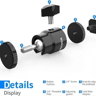 NEEWER ST17 1/4'' Kamera Hot Shoe Adaptörü (Mini Bilyeli Başlık) - 2'li Paket