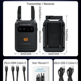 Lemorele R5000 200 Metre Kablosuz HDMI Video Aktarım Kiti